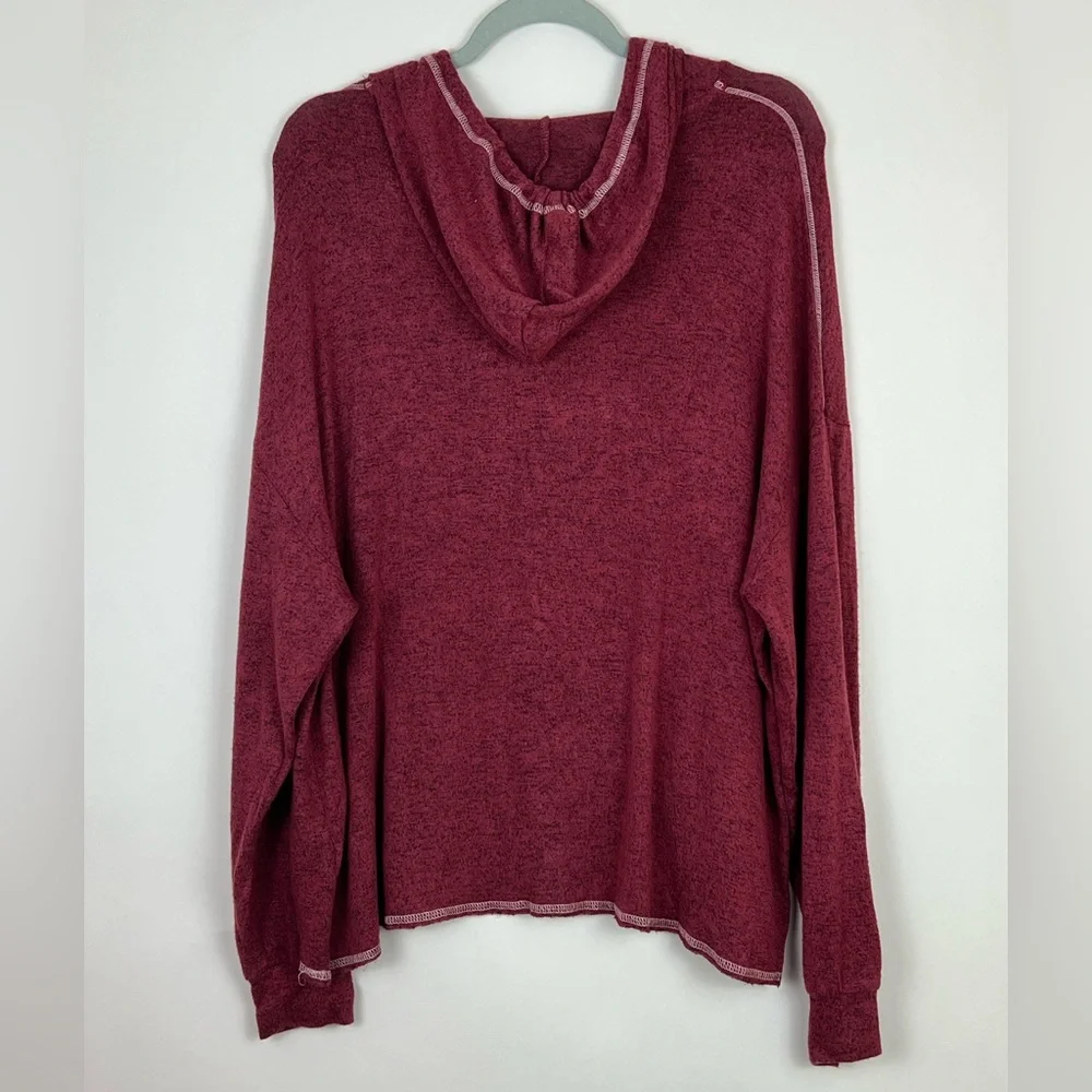 Earthbound sweater hoodie drawstrings burgundy Sz M - Picture 2 of 8